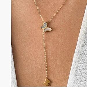 Drop Gold Butterfly Necklace
